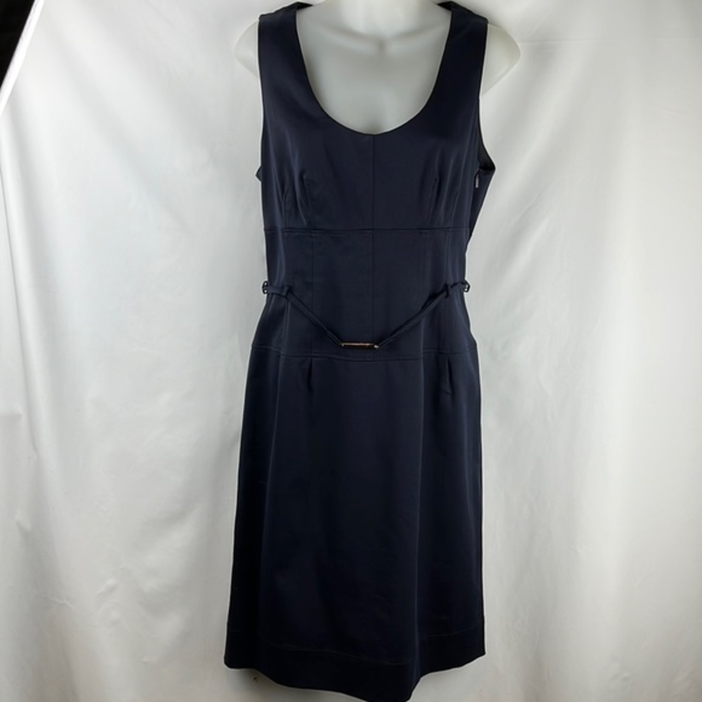 Hugo Boss Shift Belted Navy Blue Sleeveless Casual Dress Size 12